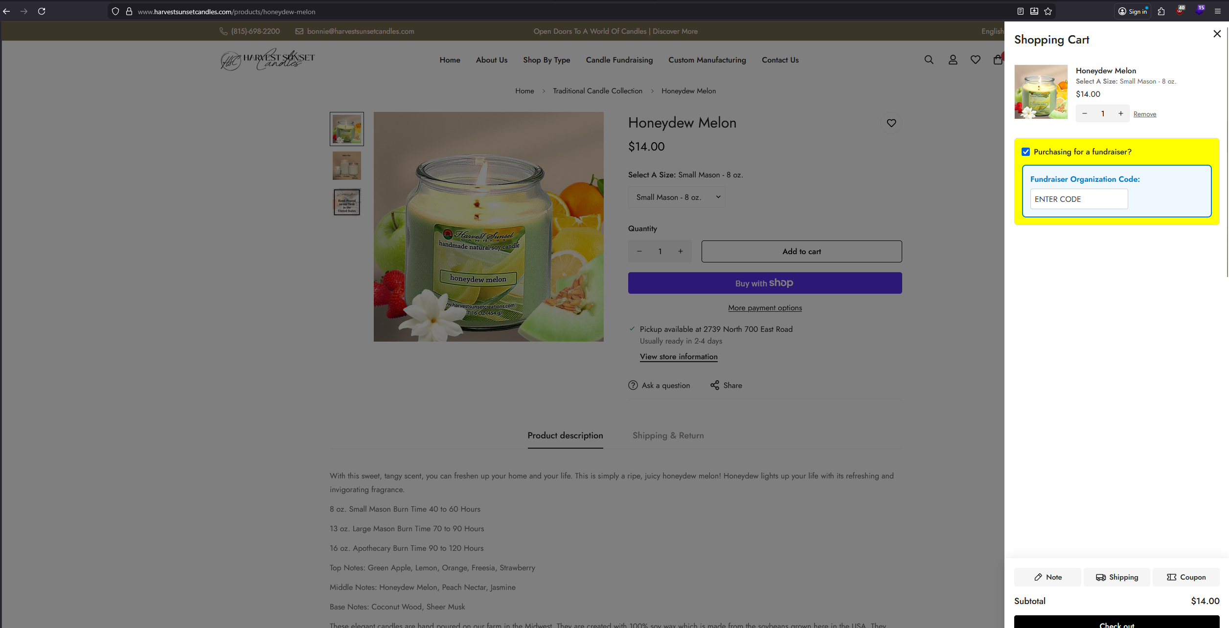 Harvest Sunset Candle Shopify Integration